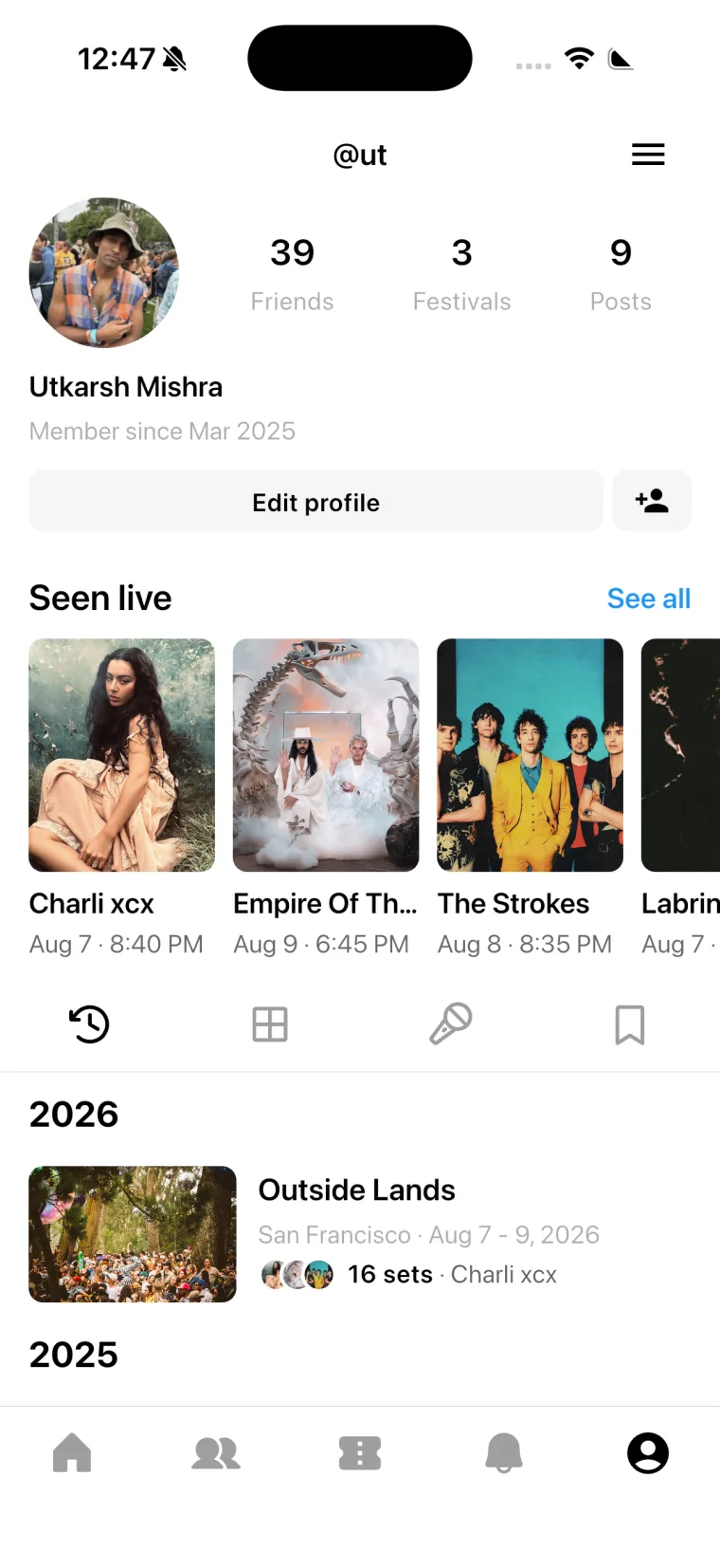 A profile with a festival history